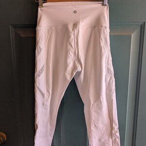 Lululemon White High-Waisted Leggings (Size 6)